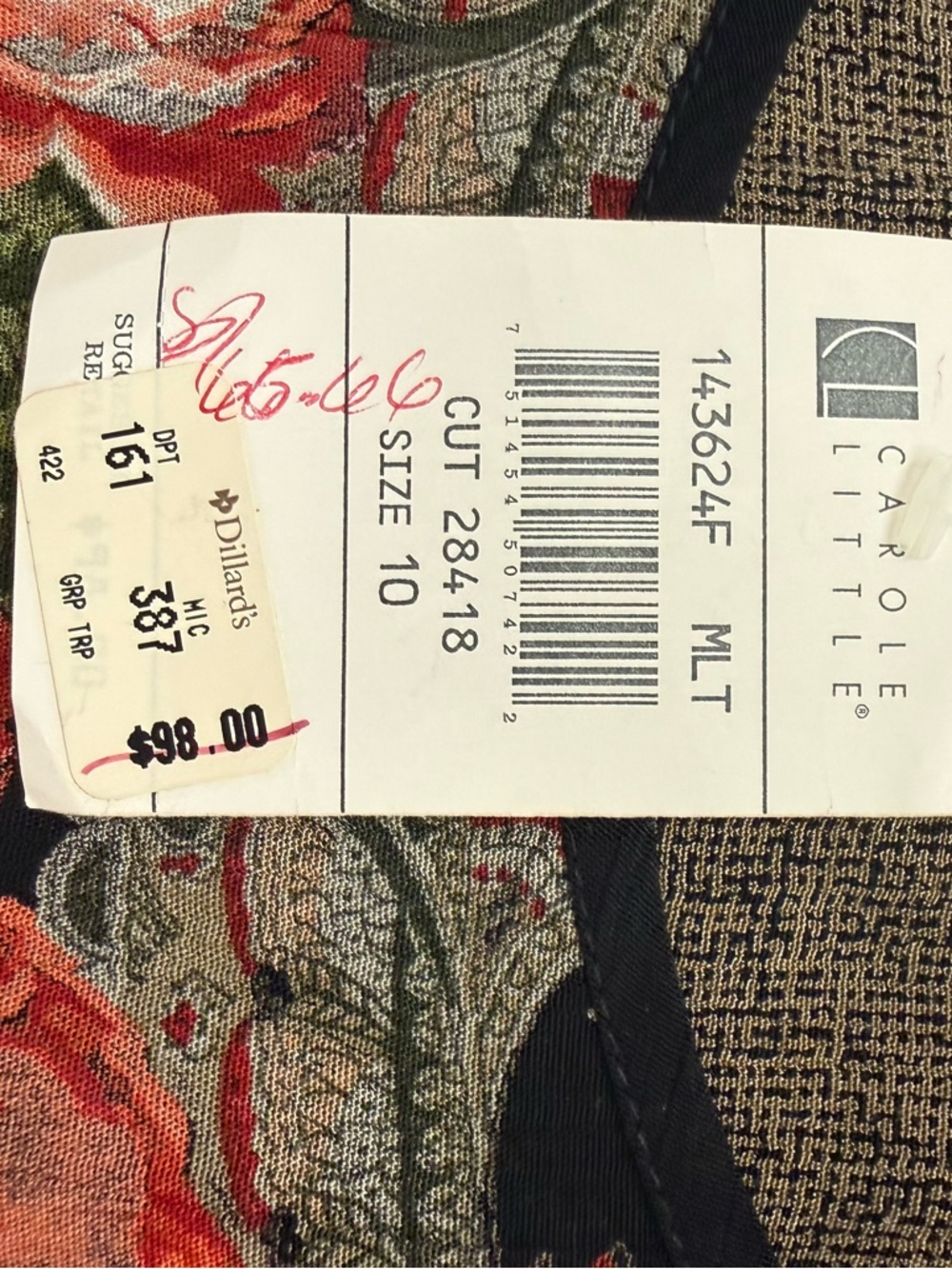 Carole Little Floral Boho Tunic Top Size 10 Sheer Overlay Cottagecore New Hippie - Picture 7 of 7